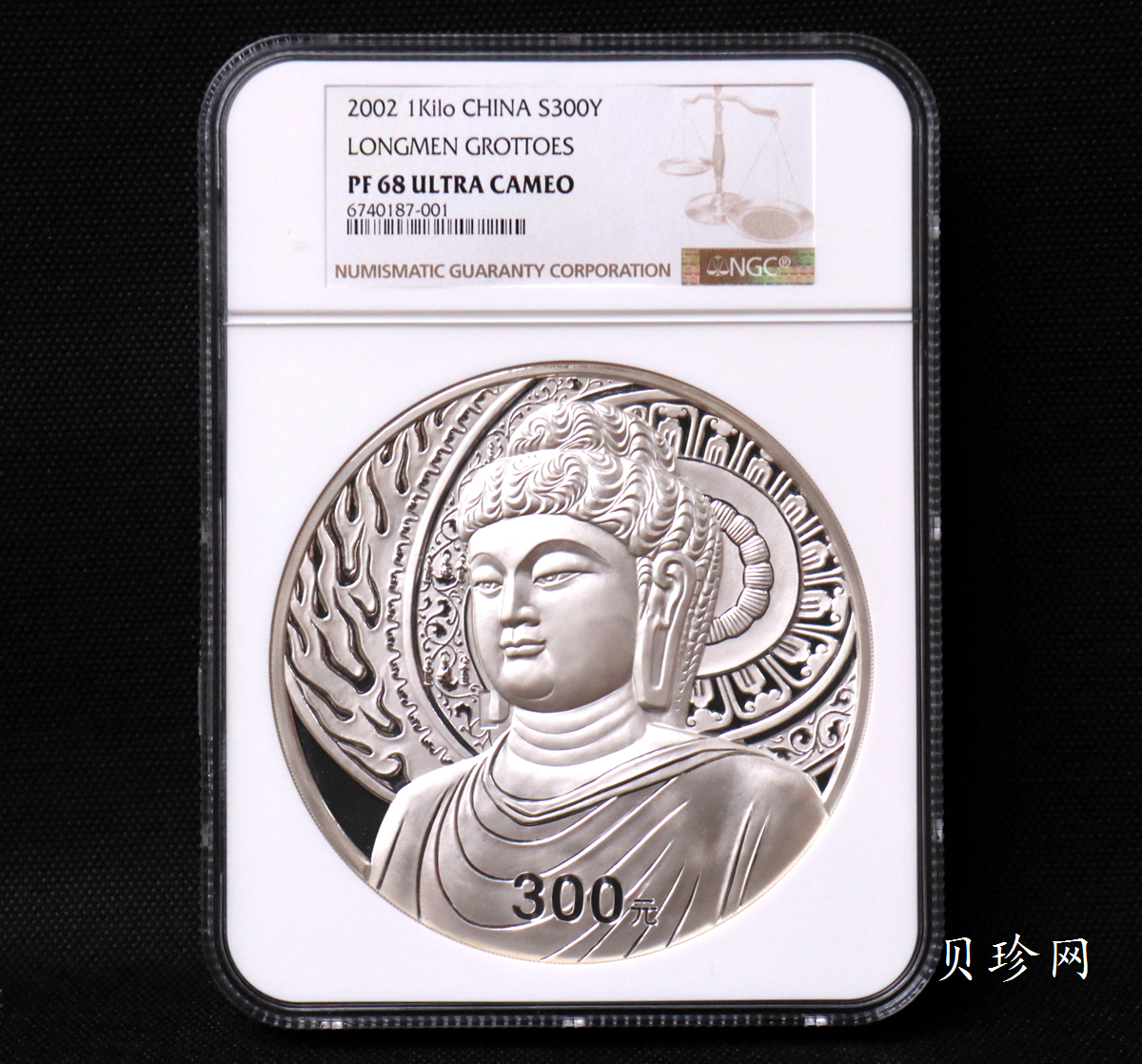 【020503】2002年中国石窟艺术（龙门）金银纪念币-大卢舍那佛像图1公斤精制银币