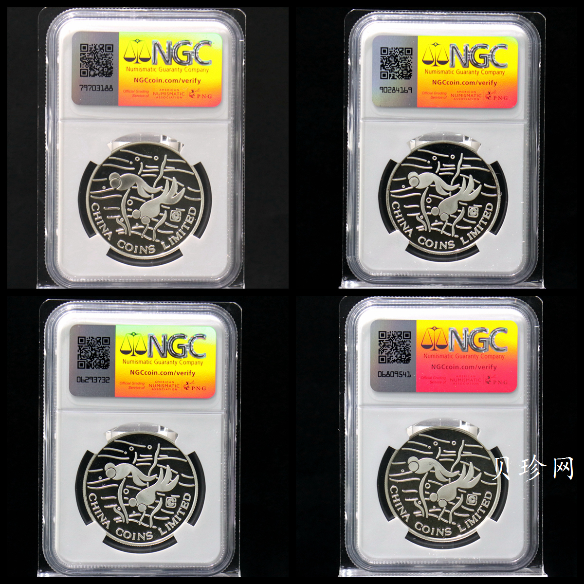 【909520】1990年中国钱币.中国金鱼.21克银套章(4枚）