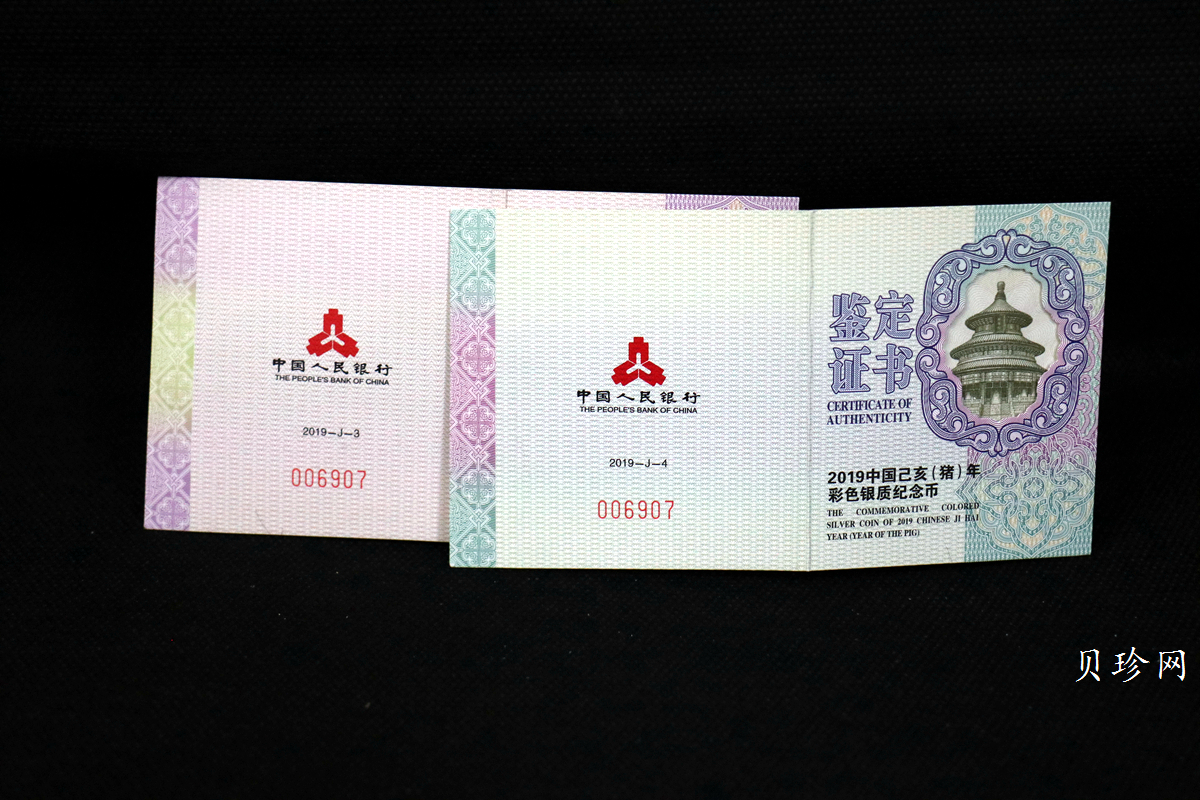 【199050】2019中国己亥（猪）年生肖精制彩金银币2枚一套