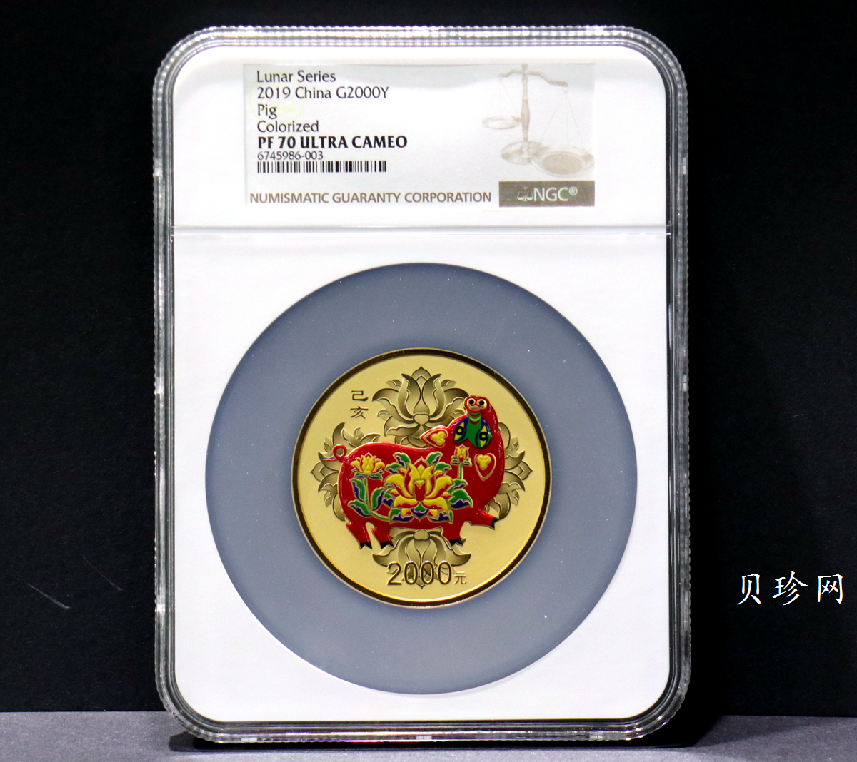 【190020】2019中国己亥（猪）年金银纪念币150克圆形彩色金币