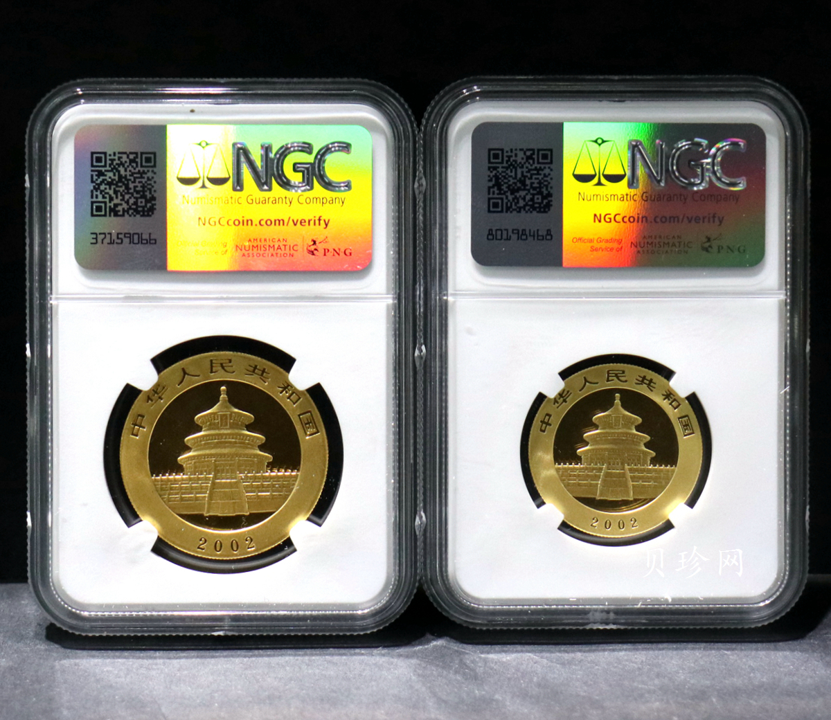 【029080】2002年熊猫普制金币五枚一套