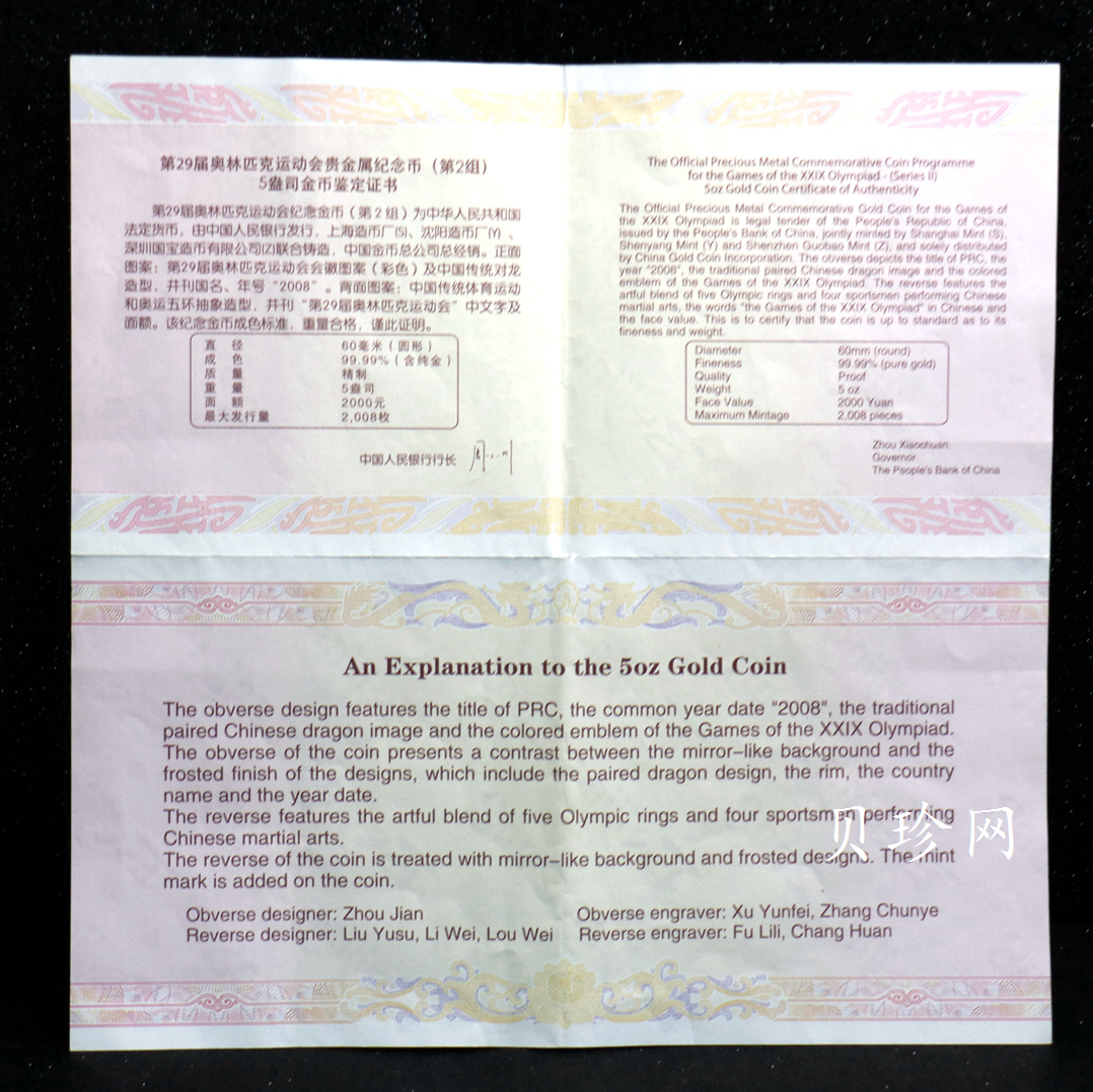 【070402】2008年第29届奥林匹克运动会第（2）组5盎司精制金币