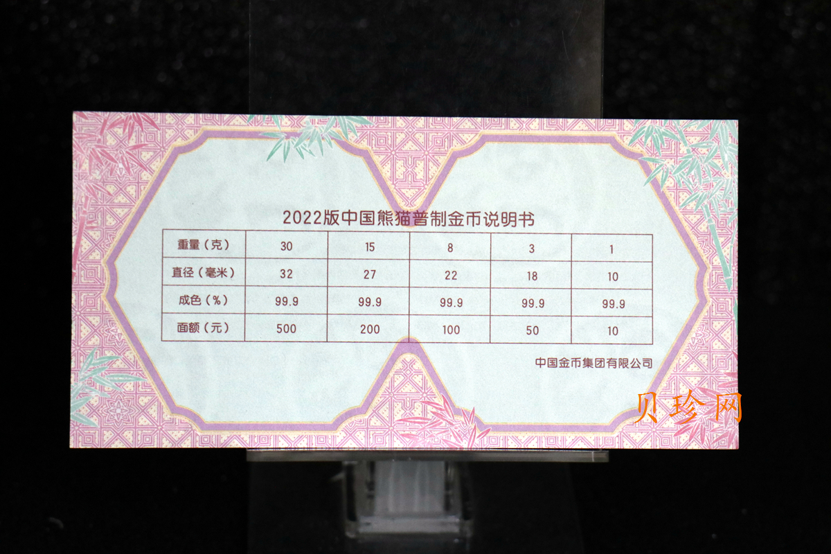 【220104】2022年熊猫1克金币