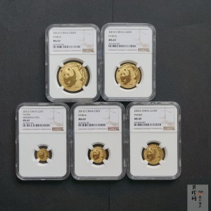 【019060】2001年熊猫套金猫金币