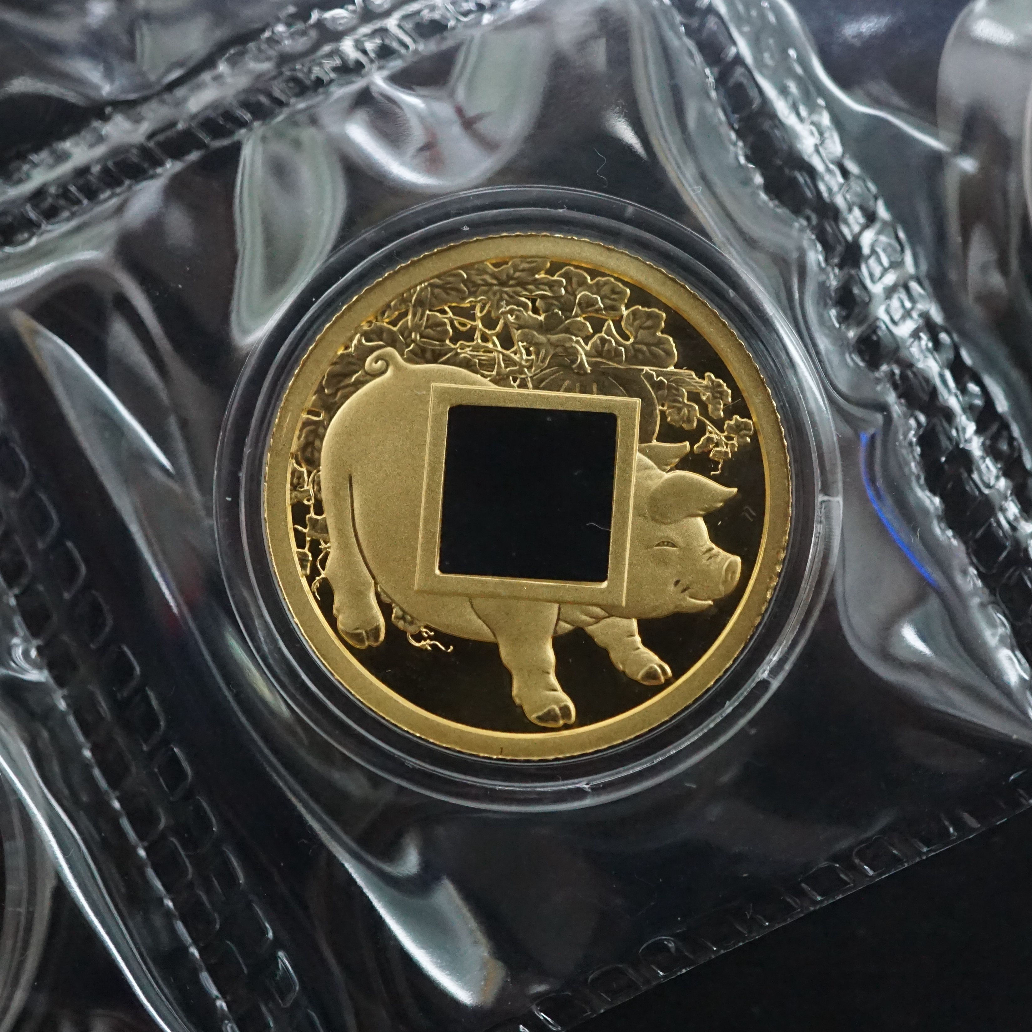【199090】2019年猪年贺岁6克仿古方孔金钱