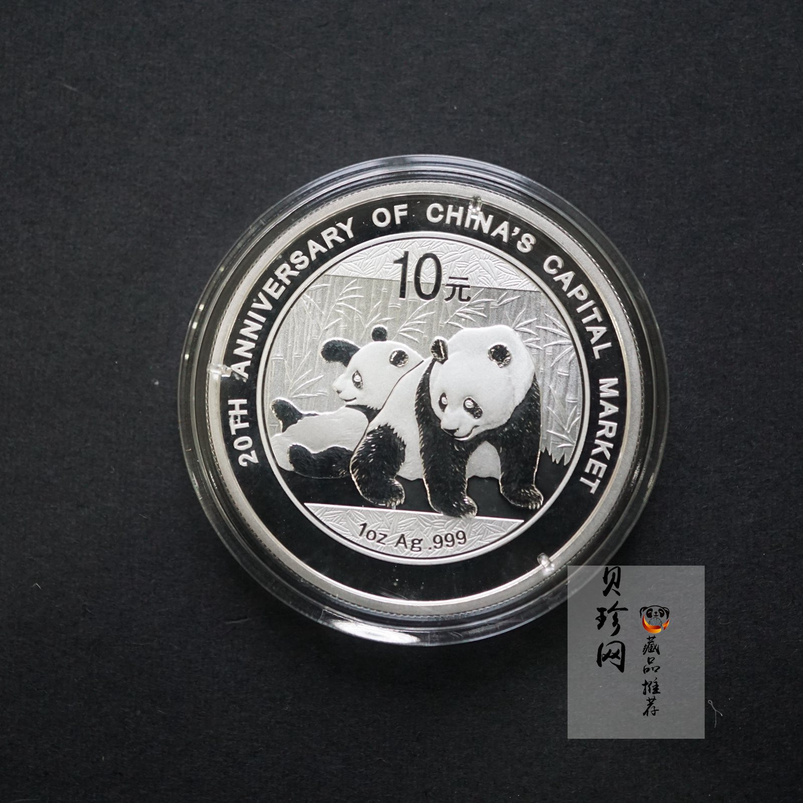 【101301】2010年中国资本市场20周年熊猫加字1盎司普制银币