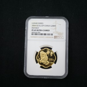【040203】2004中国甲申（猴）年金纪念币-猴与桃图1/2盎司梅花精制金币