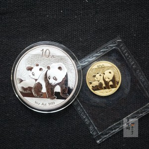 【109270】2010年熊猫1盎司银+1/4盎司金2枚一套