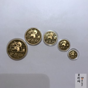 【899020】1989版熊猫精制金币五枚一套