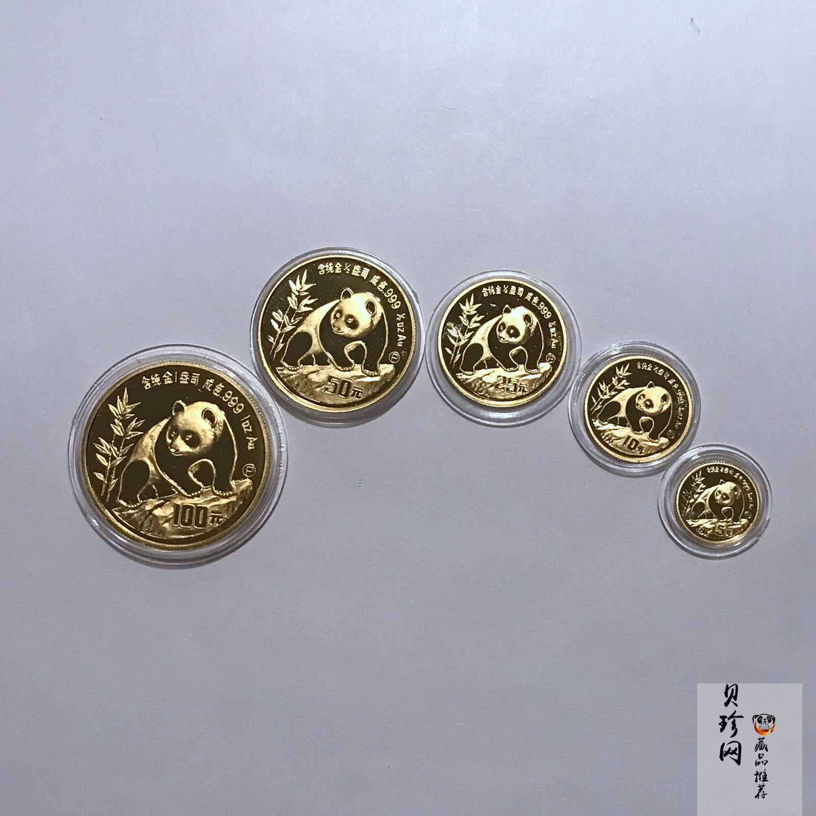 【909020】1990版熊猫精制金币五枚一套