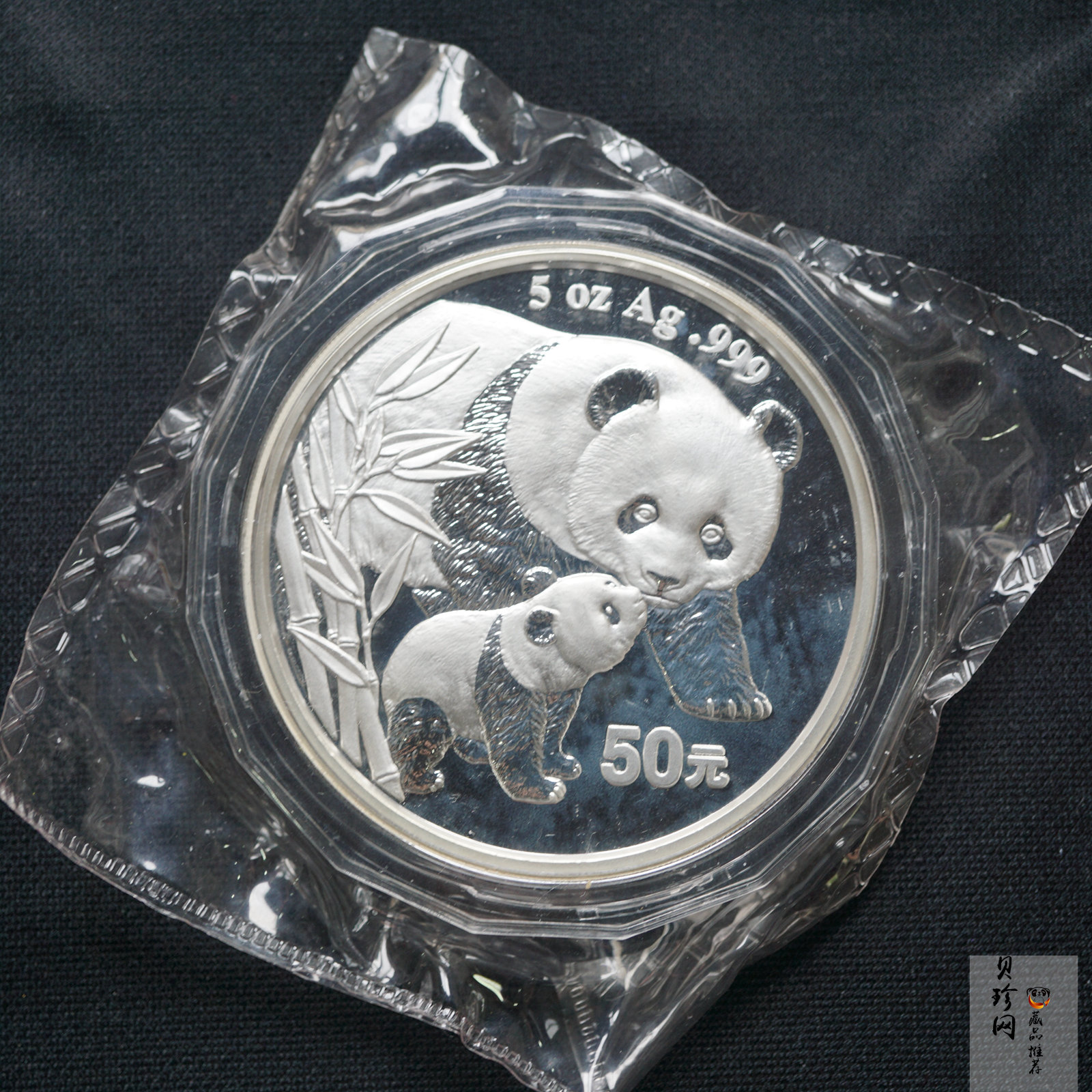 【040108】2004版熊猫银纪念币-母子熊猫5盎司精制银币