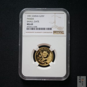 【910103】1991年熊猫1/4盎司普制金币