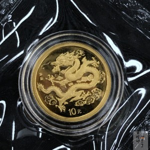 【000306】2000中国庚辰（龙）年金银纪念币-云龙图1/10盎司普制金币