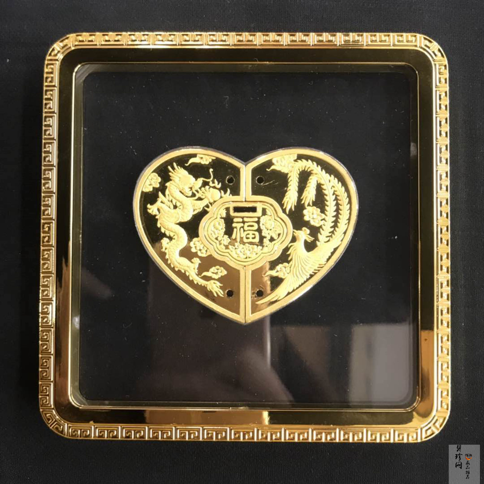 【199490】黄金爱心结婚纪念200g囍福同心金锁