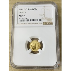 【010105】2001版熊猫金银纪念币1/20盎司普制金币