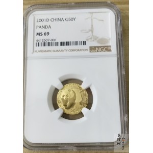 【010104】2001版熊猫金银纪念币1/10盎司普制金币