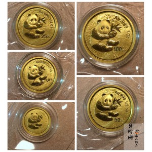 【009050】2000年熊猫普制金币五枚一套