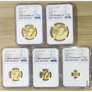 【209040】2020年熊猫普制金币5枚一套