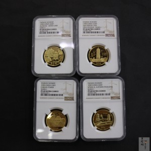 【909160】1990年台湾风光金银纪念币（第1组）1/2盎司精制金币四枚一套
