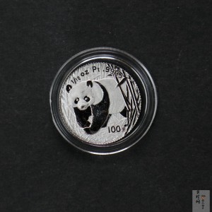 【020202】2002年中国熊猫金币发行20周年银铂纪念币1/10盎司精制铂币