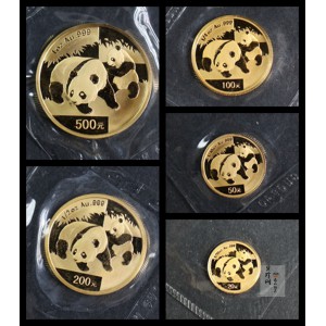 【089050】2008年熊猫普制金币5枚一套