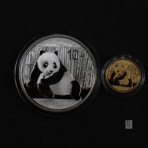 【159460】2015年熊猫1盎司银+1/10盎司金套币