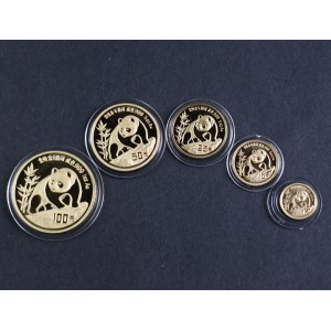 【909010】1990版熊猫普制金币五枚一套