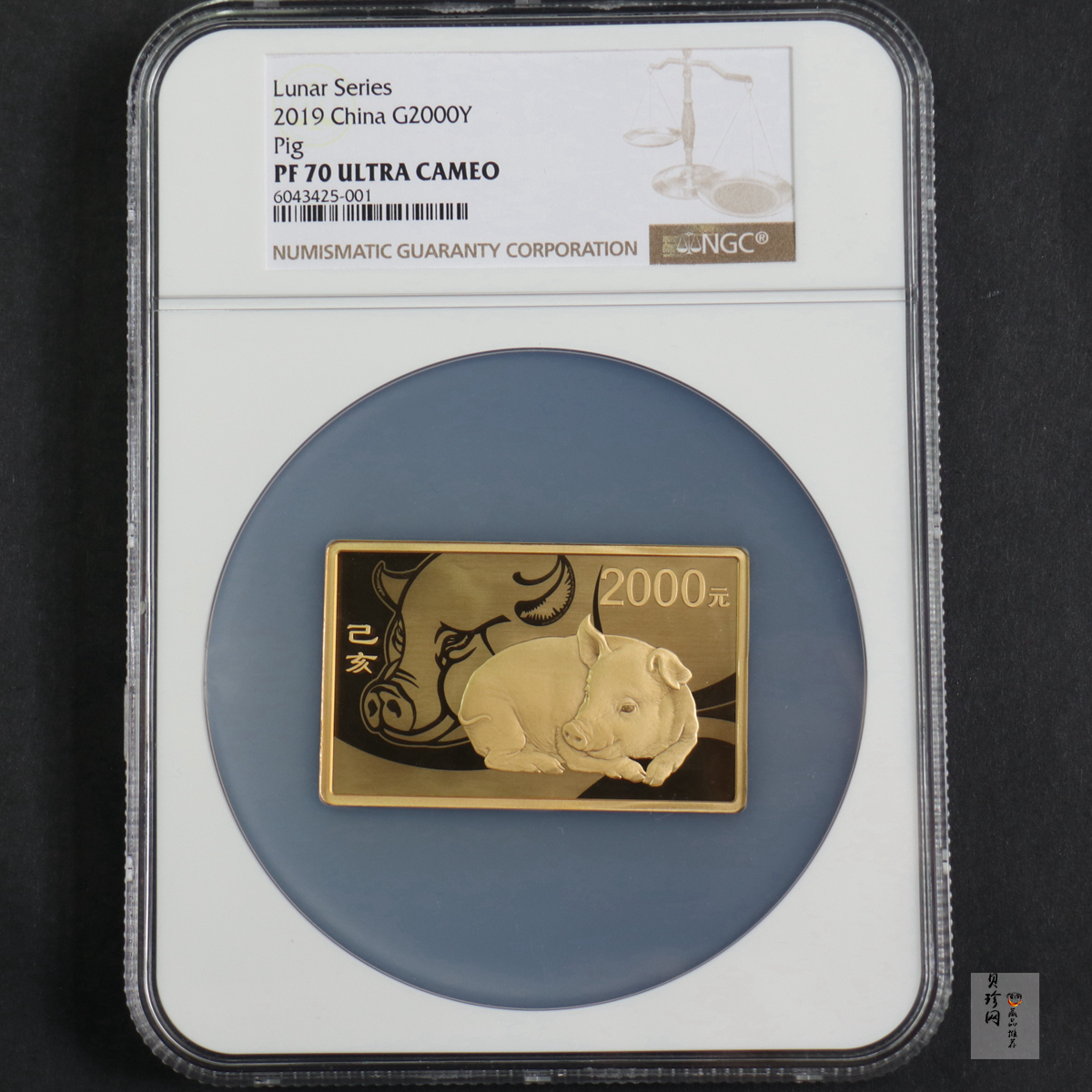 【191112】2019中国己亥（猪）年金银纪念币150克长方形金质纪念币