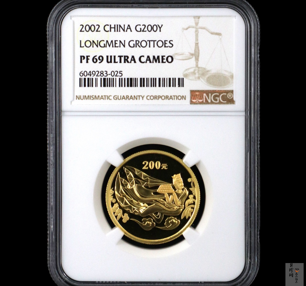 【020502】2002年中国石窟艺术（龙门）金银纪念币-飞天图1/2盎司精制金币