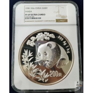 【980106】1998版熊猫金银纪念币1公斤精制银币