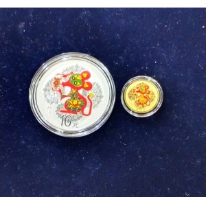 【209270】2020年鼠年彩色生肖金银币2枚一套