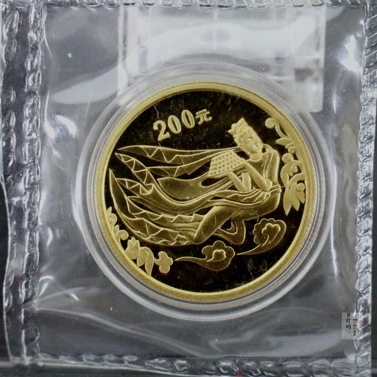 【020502】2002年中国石窟艺术（龙门）金银纪念币-飞天图1/2盎司精制金币