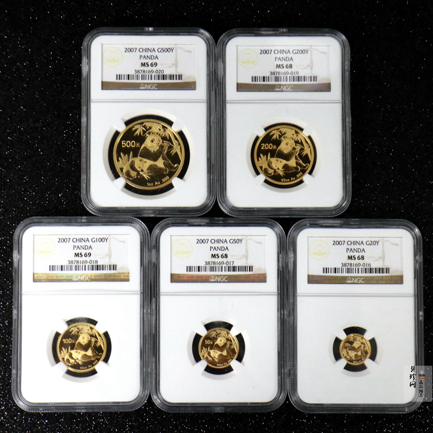 【079070】2007年熊猫普制金币5枚一套
