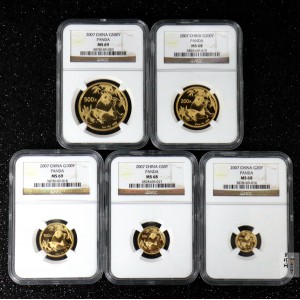 【079070】2007年熊猫普制金币5枚一套