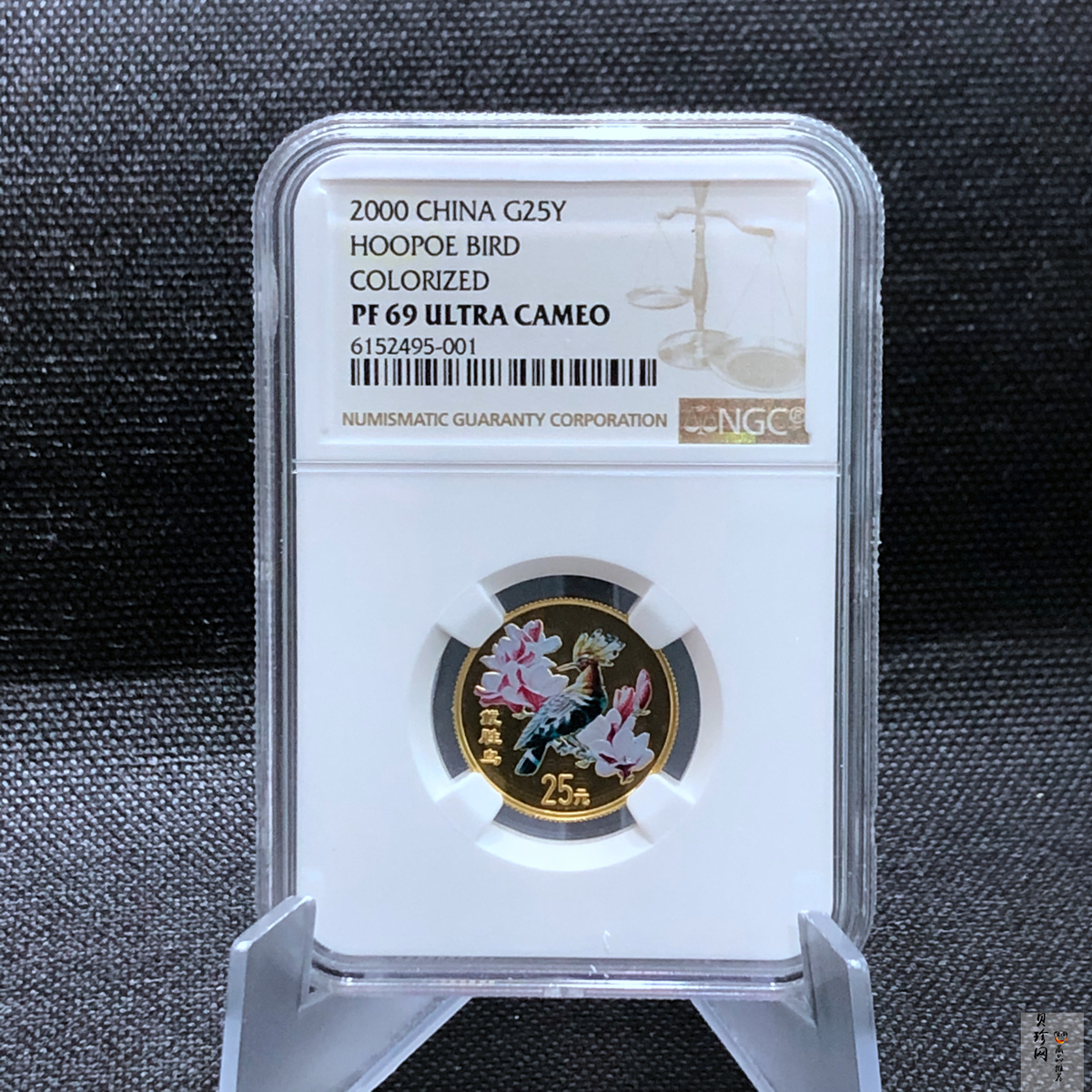 【000401】2000年中国珍禽系列（戴胜鸟）彩色金银纪念币1/4盎司彩色精制金币