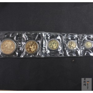 【899020】1989版熊猫精制金币五枚一套
