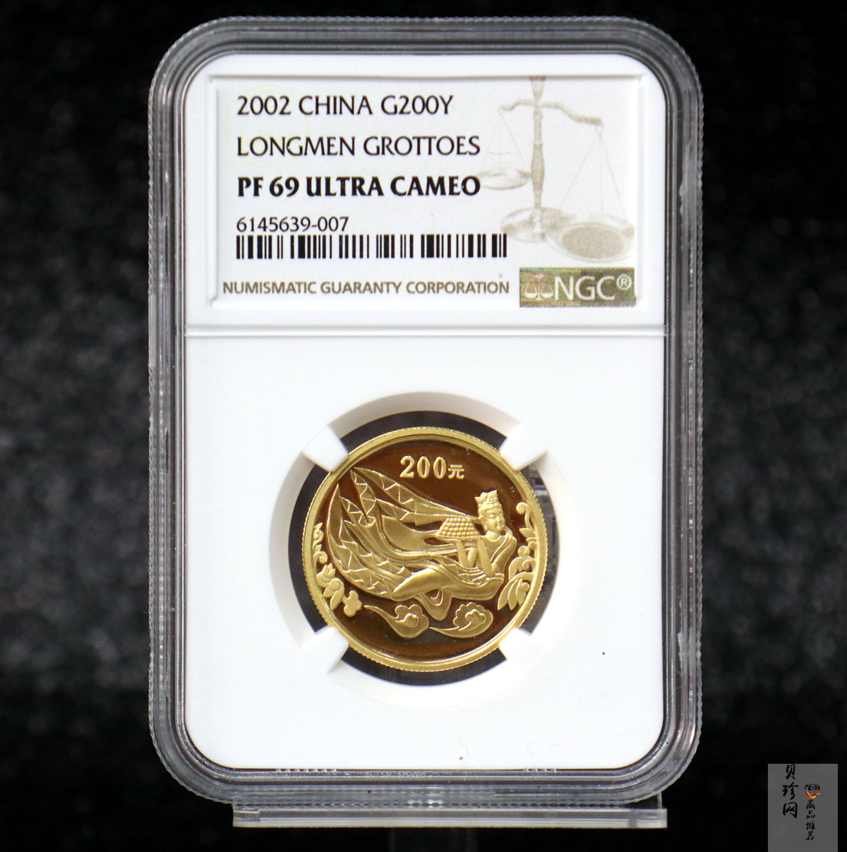 【020502】2002年中国石窟艺术（龙门）金银纪念币-飞天图1/2盎司精制金币