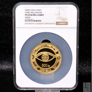 【000602】2000年千年纪念金银及双金属纪念币5盎司精制金币
