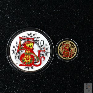 【169020】2016年丙申猴年生肖精制彩金银币2枚一套