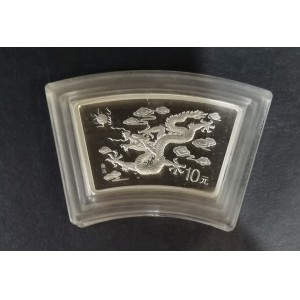 【000310】2000中国庚辰（龙）年金银纪念币-云龙图1盎司普制扇形银币
