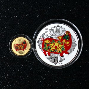 【189350】2019年彩金银猪2枚一套