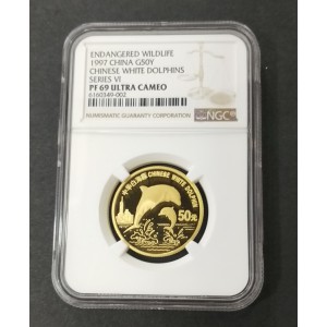 【970702】1997年珍稀动物金银纪念币（第5组）-白海豚1/2盎司精制金币