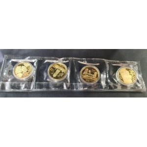 【909160】1990年台湾风光金银纪念币（第1组）1/2盎司精制金币四枚一套