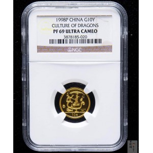 【980701】1998年龙文化金银纪念币-驭龙图1/10盎司精制金币