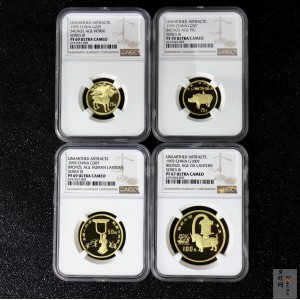【939120】1993年中国出土文物（青铜器）金银纪念币（第3组）精制金币四枚一套