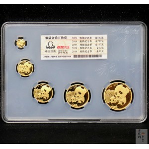 【199030】2019年熊猫套金猫5枚一套
