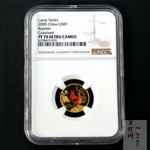 【050205】2005年乙酉鸡年生肖1/10盎司精制彩金币