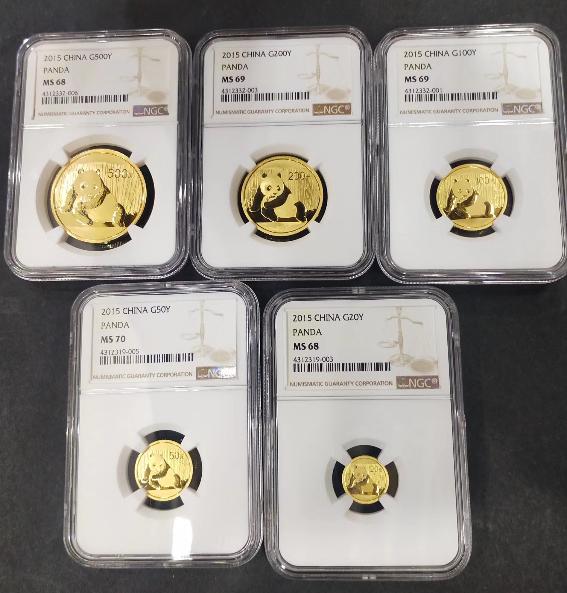 【159060】2015年熊猫普制金币5枚一套