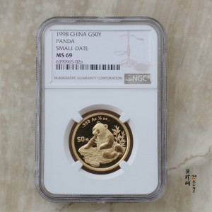 【980102】1998版熊猫金银纪念币1/2盎司普制金币
