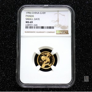 【963333】1996版熊猫金纪念币1/10盎司普制金币